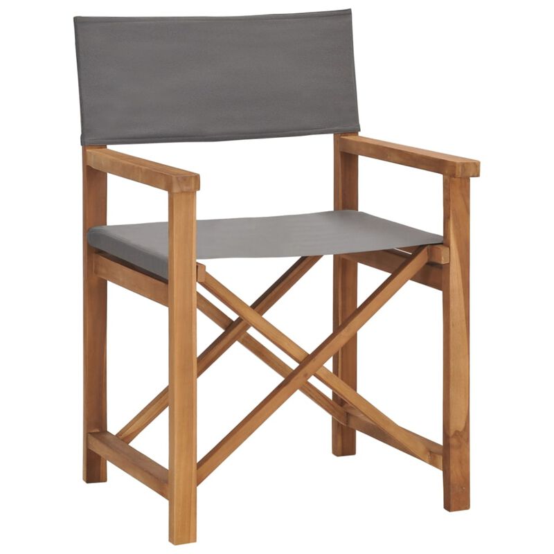 vidaXL Director's Chair Solid Teak Wood Gray