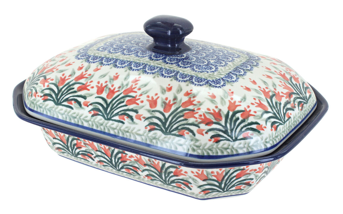 Blue Rose Polish Pottery Georgia Blue Medium Covered Baker