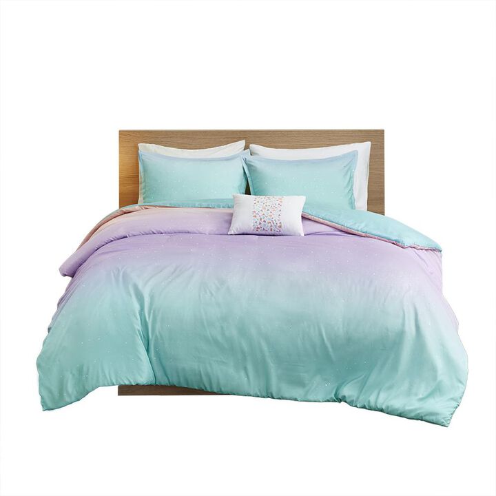Belen Kox Aqua Glitter Ombre Duvet Cover Set, Belen Kox