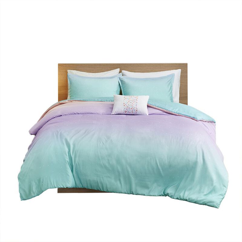 Belen Kox Aqua Glitter Ombre Duvet Cover Set, Belen Kox