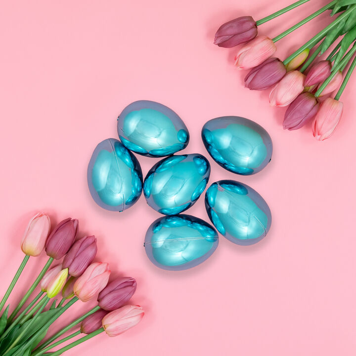 6ct Multicolor Metallic Easter Egg Decorations 3.5"