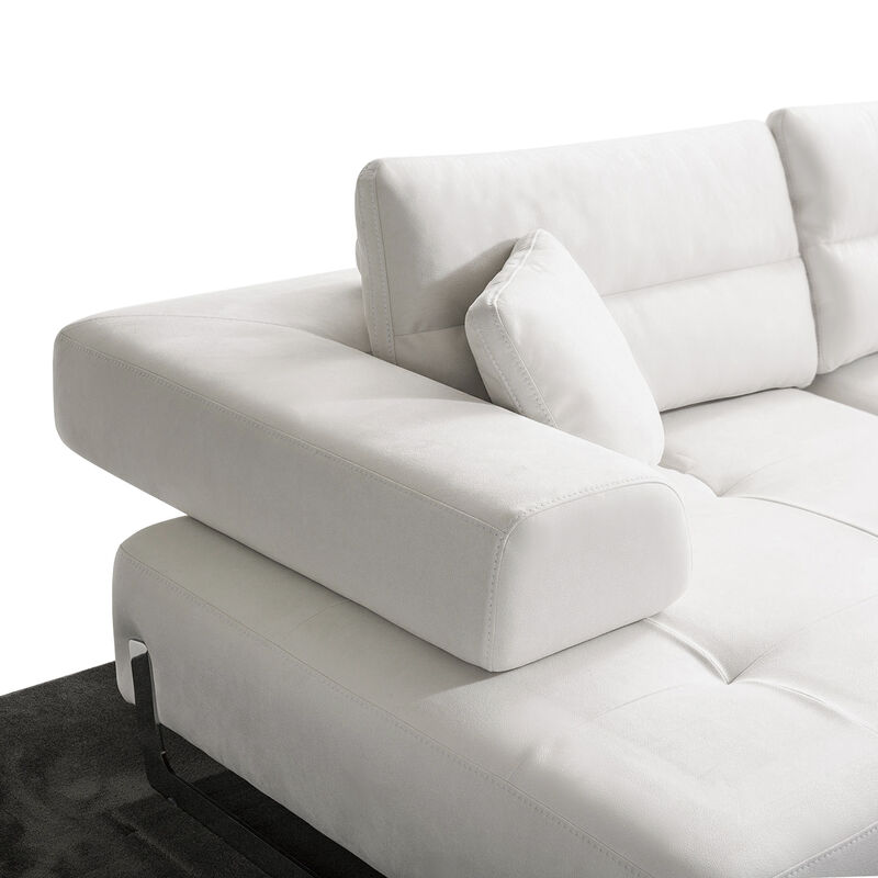 Pasargad Home Ravenna Faux Suede Sofa with Sliding Back & Armrests, White