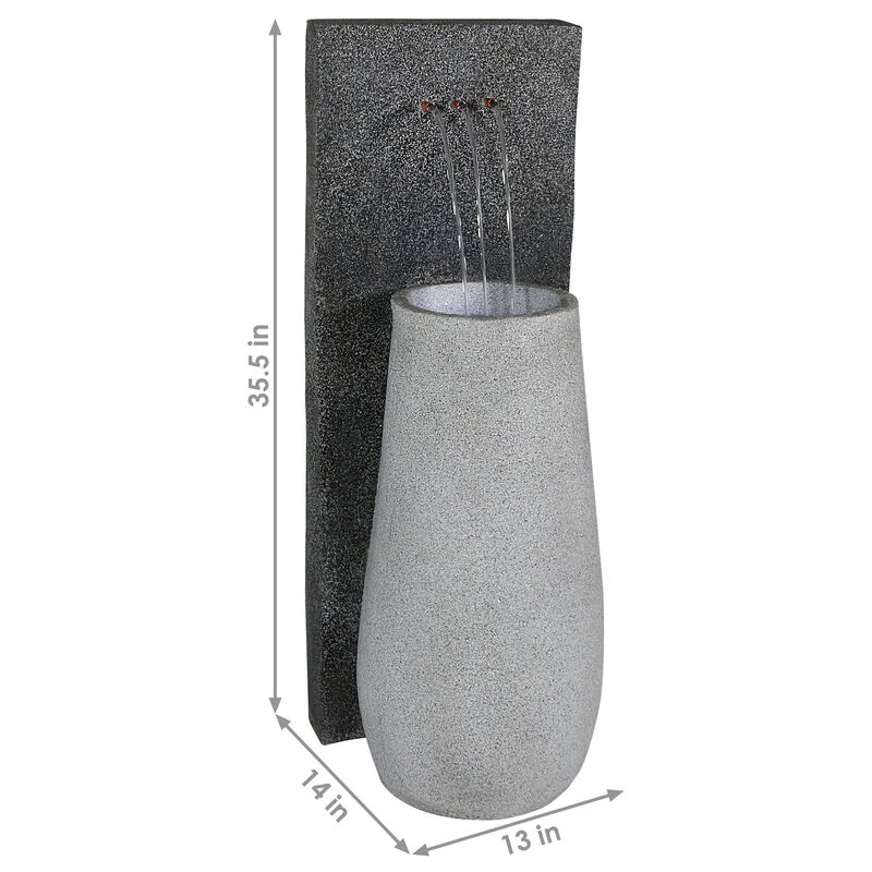 Sunnydaze Three Stream Monterno Water Fountain with LED Lights - 35 in