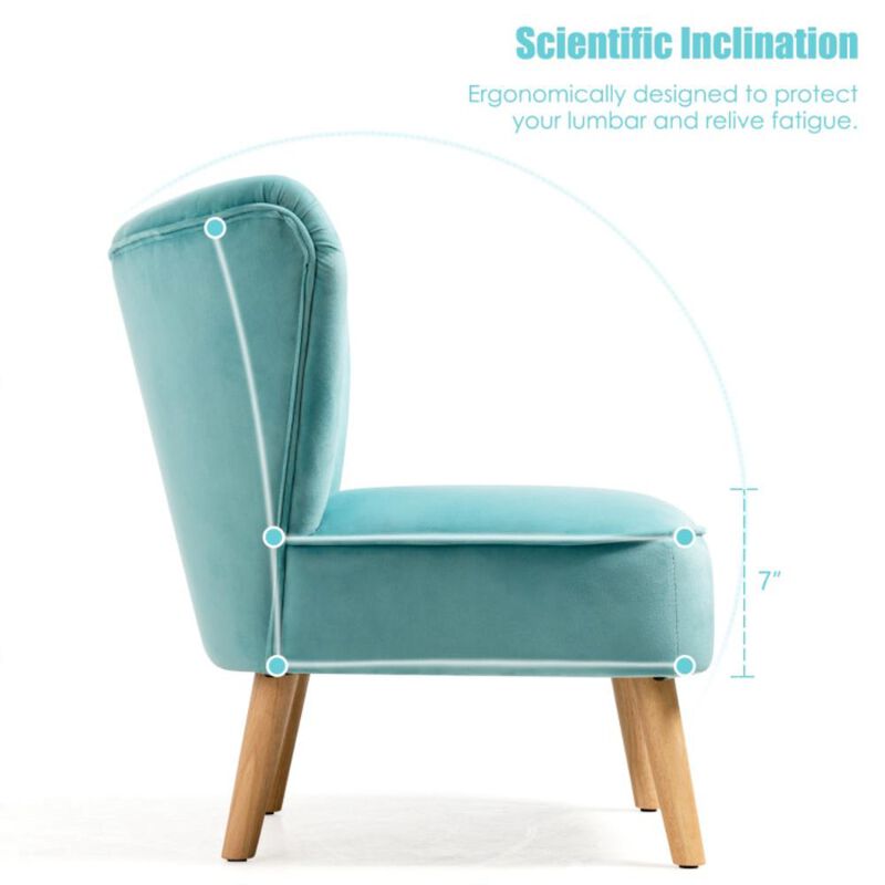 Hivvago Modern Armless Velvet Accent Chair with Wood Legs