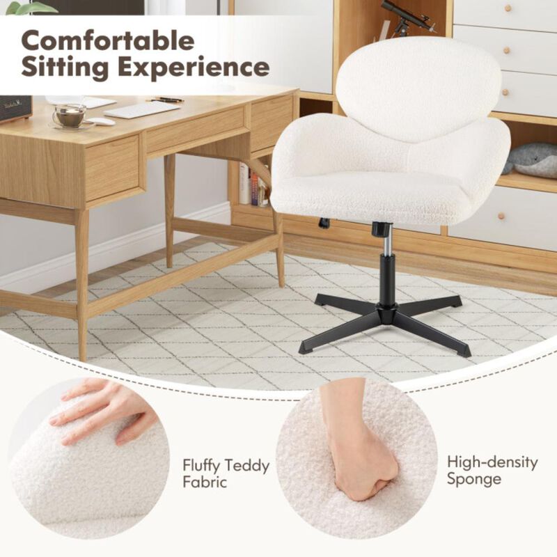 Hivvago Swivel Cross Legged Chair with Adjustable Height and Rocking Function-White