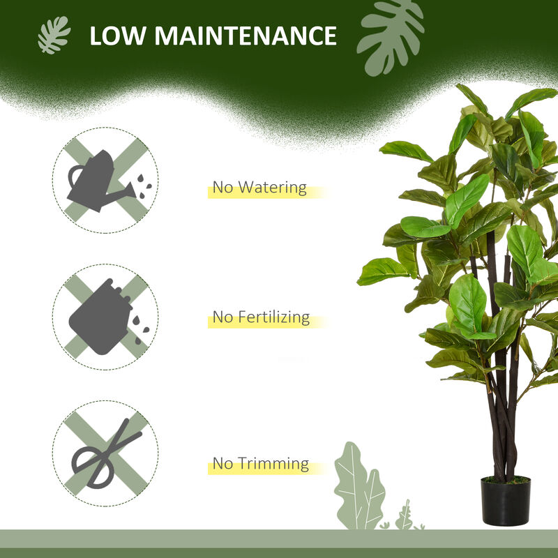 4.5' Artificial Fiddle Leaf Fig Potted Decorative Plant w/ 78 Realistic Leaves