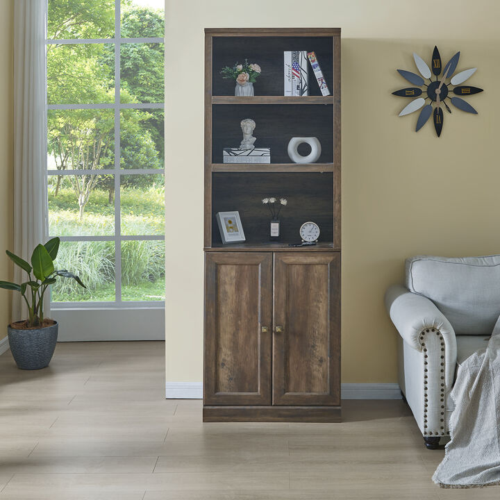 Merax Rustic Bookshelf with USB Port and 3 Open Shelves