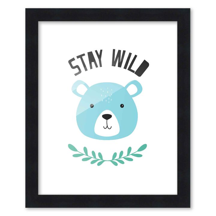 8x10 Framed Nursery Wall Art Stay Wild Poster In Black Wood Frame For Kid Bedroom or Playroom