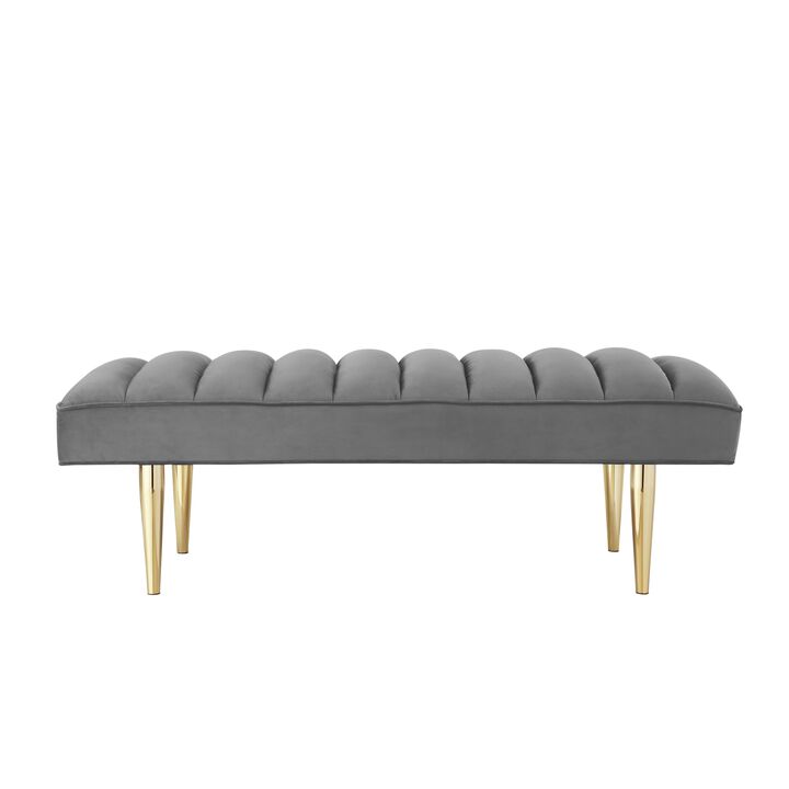 Nicole Miller Brentley Velvet Channel Tufted Bench