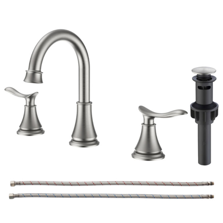 Widespread Bathroom Faucet, 2-Handle 3-Hole Sink Faucet for Modern Vanity & Bath Décor