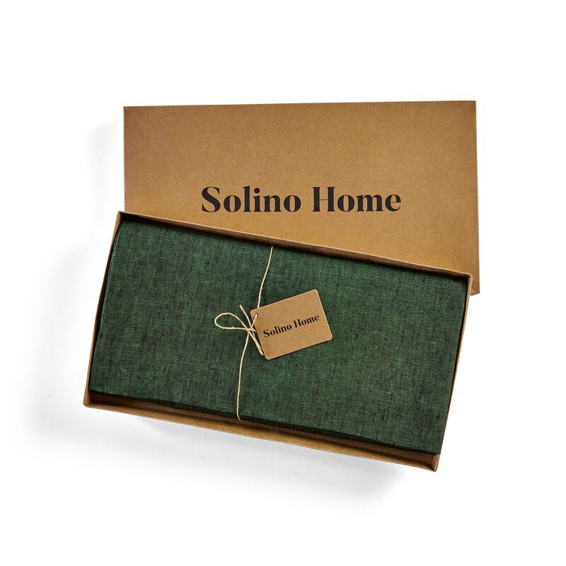 Solino Home 100% Pure Linen Table Throw 52 x 52 Inch | Athena