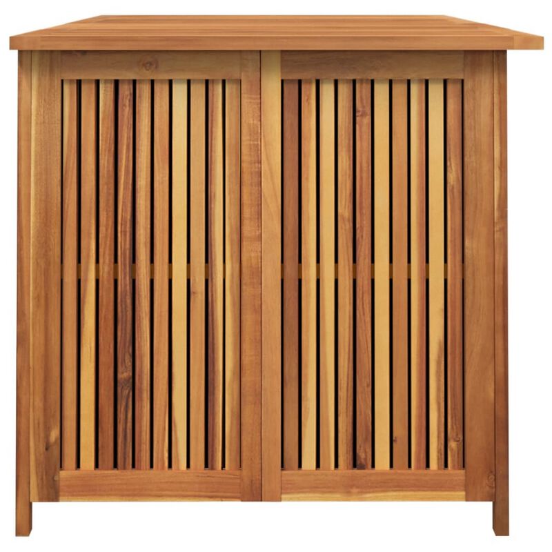 Outdoor Storage Box, Waterproof PE Bag, 59 Inch Brown Acacia Wood - Benzara