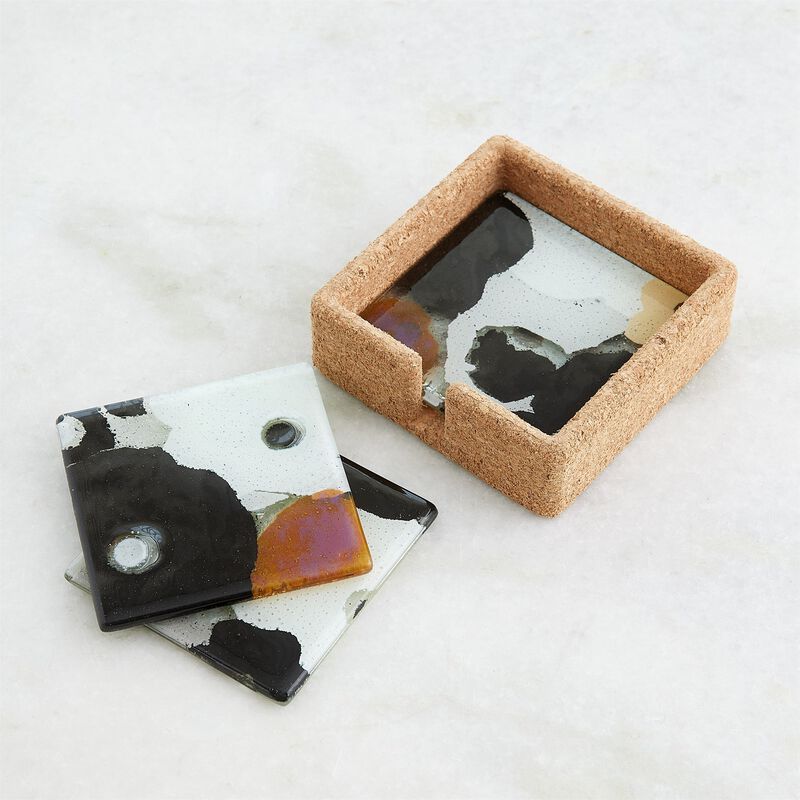 Fused Floral Coaster Set