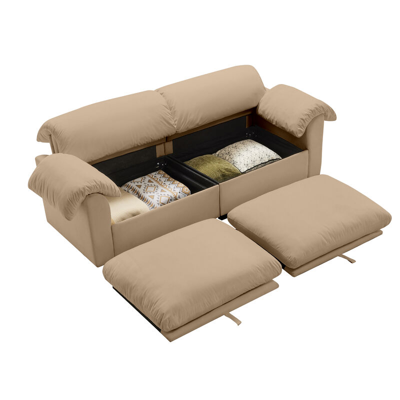 Merax Velvet Loveseat Sofa with Hidden Storage