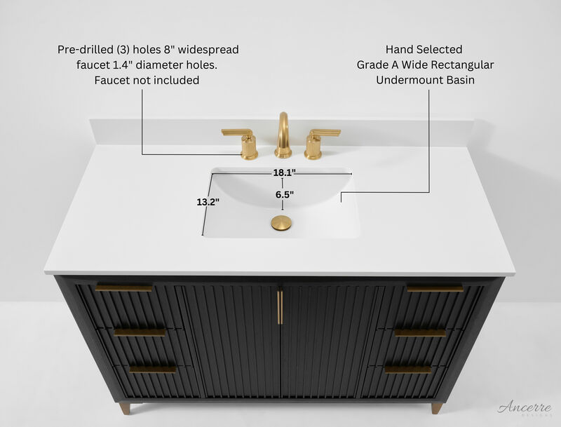 Turlington 48 in. Dark Oak Bath Vanity Set with White Quartz Vanity Top and White Undermount Basin
