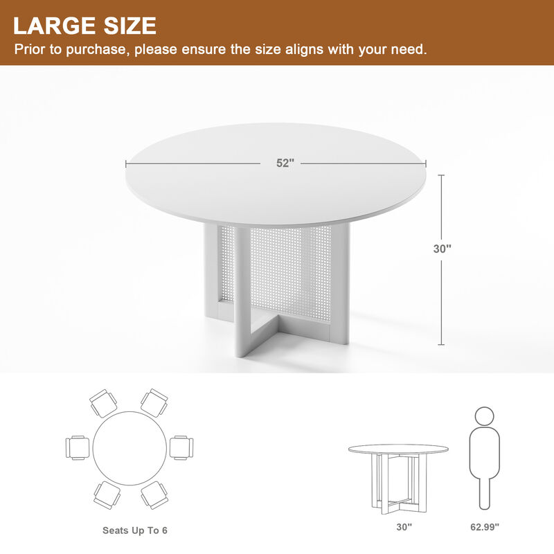 52 Cinna Modern Walnut Oak Wood Round Dining Table （Seats 6）