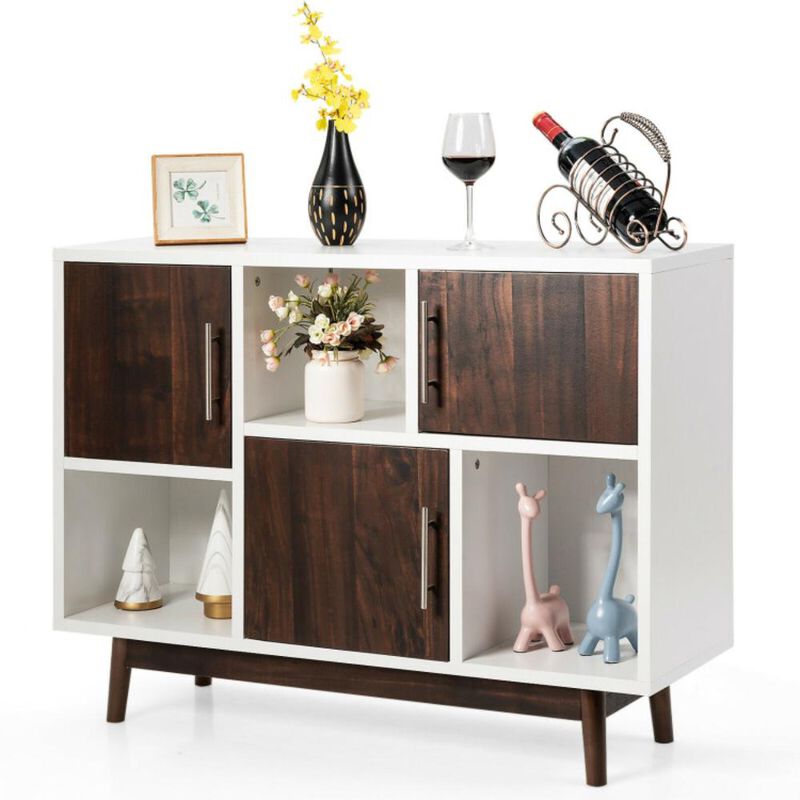 Hivvago Wood Display Sideboard Storage Cabinet with Storage Compartments