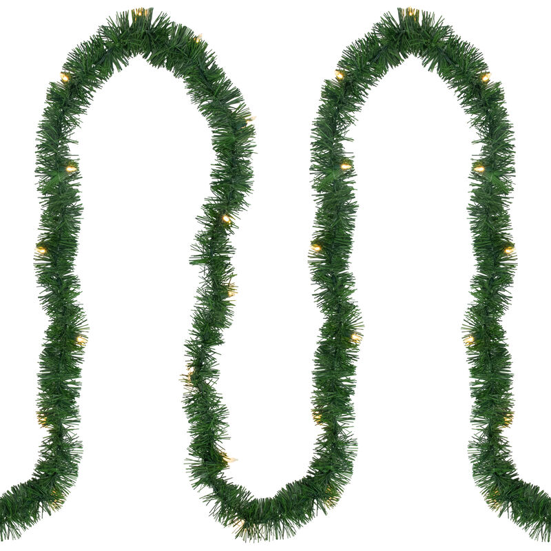 18' x 3" Pre-Lit Pine Artificial Christmas Garland  Warm White LED Lights