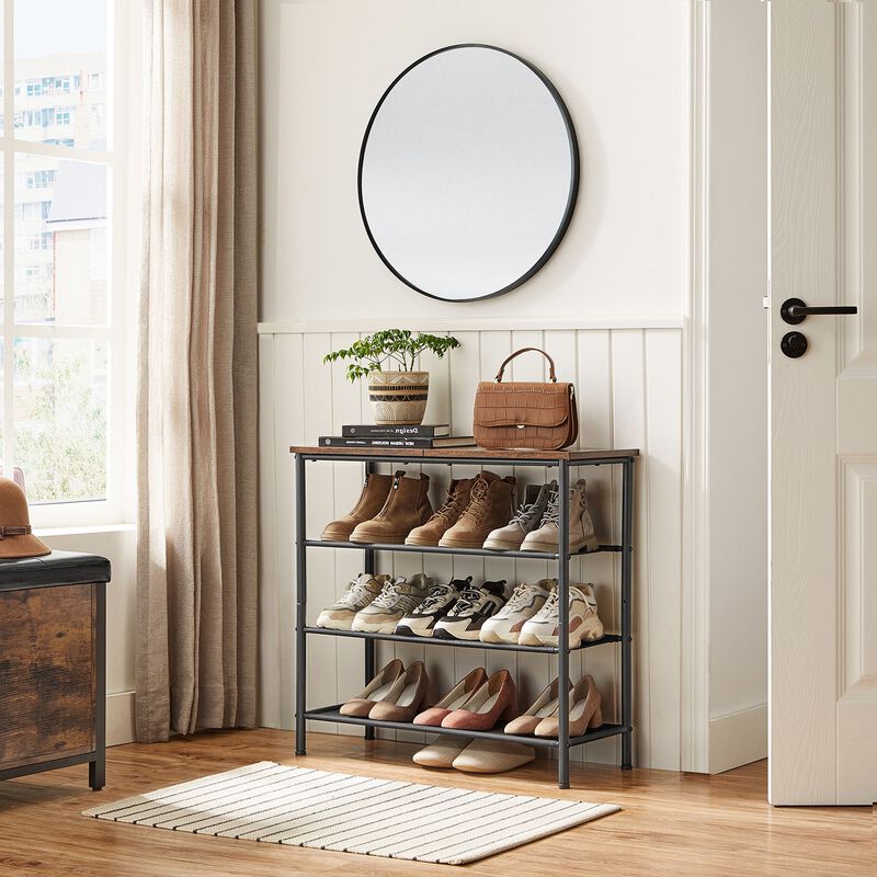 4-Tier Narrow Shoe Rack - Space-Saving Organizer for Closet or Entryway
