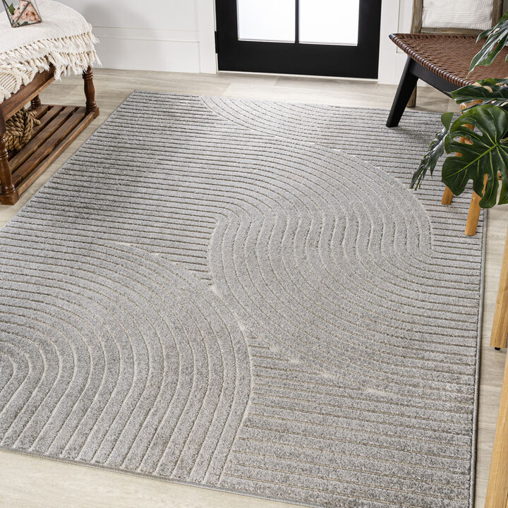 Hallie High-Low Minimalist Curve Geometric Indoor/Outdoor Area Rug