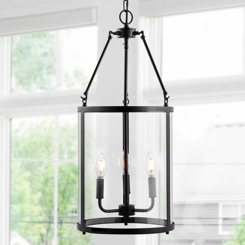 Kinsley 3-Light Industrial Farmhouse Iron/Glass LED Pendant