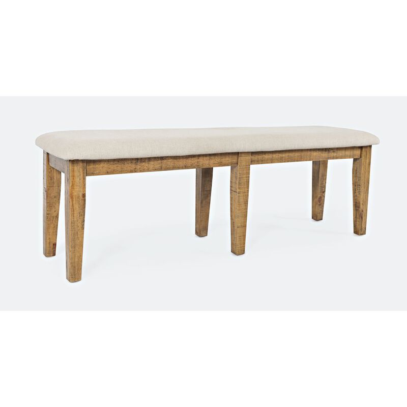 Jofran Telluride Rustic Farmhouse Solid Wood 55 Upholstered Dining Bench