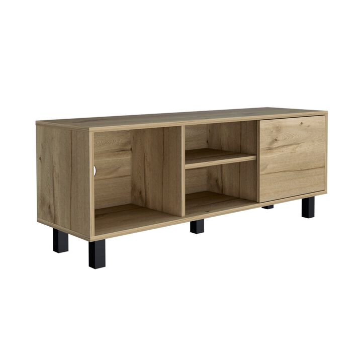 Tunez Tv Stand for TV�s up 43" Three Open Shelves, One Cabinet -Light Oak