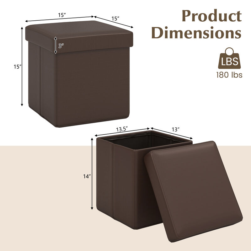 Upholstered Square Footstool with PVC Leather Surface for Bedroom