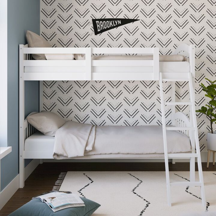 Storkcraft Long Horn Twin-Over-Twin Bunk Bed (White)- GREENGUARD Gold Certified