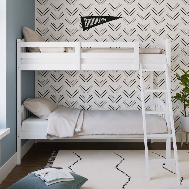 Storkcraft Long Horn Twin-Over-Twin Bunk Bed (White)- GREENGUARD Gold Certified