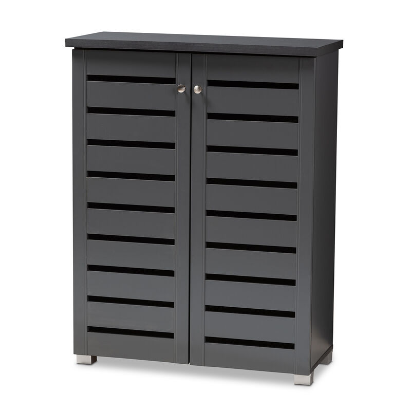 Baxton Studio Adalwin Modern Dark Gray 2 Door Wooden Entryway Shoe Storage Cabinet
