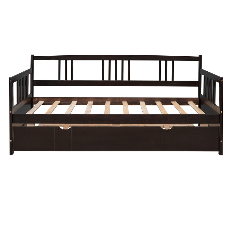 Merax Daybed Wood Bed with Twin Size Trundle