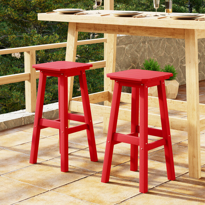 WestinTrends 29" HDPE Outdoor Patio Square Bar Stools (Set of 2)