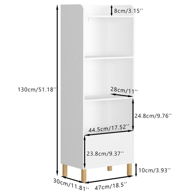 Hivvago Free Standing 4 Tier Kid's Bookcase and Toy Storage Organizer