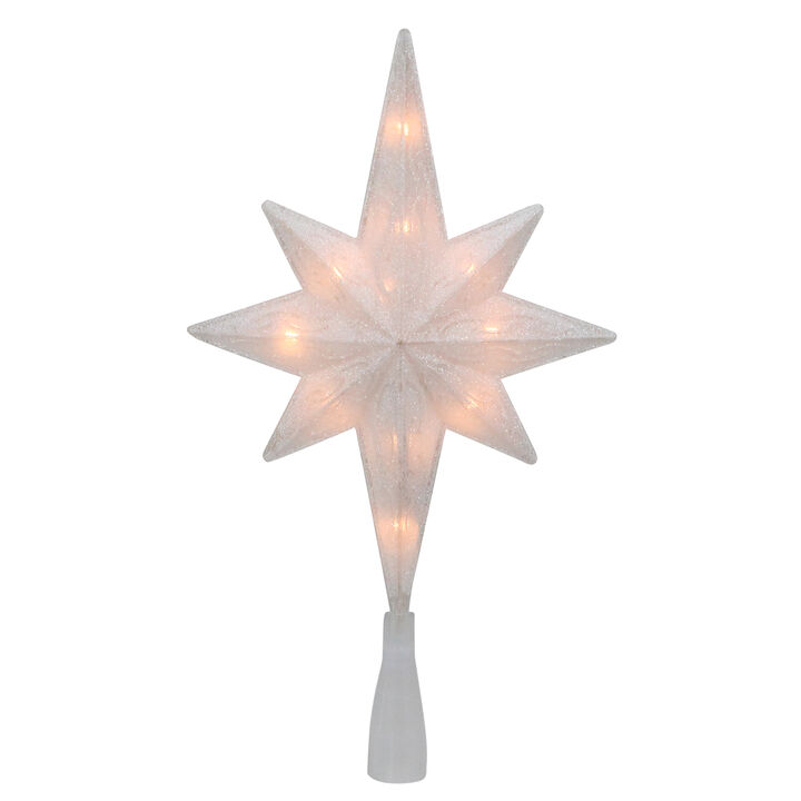 11" Lighted Frosted Clear and Rose Gold Bethlehem Star Christmas Tree Topper - Clear Lights