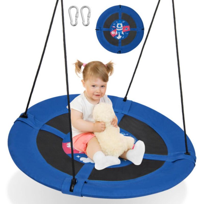 Hivvago 40 Inches Saucer Tree Swing with Adjustable Hanging Ropes and 900D Oxford Fabric