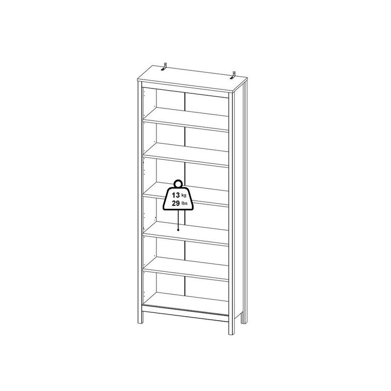 Tvilum Madrid Adjustable 6 Shelf Bookcase, Open Storage Home Office Bookshelf, White