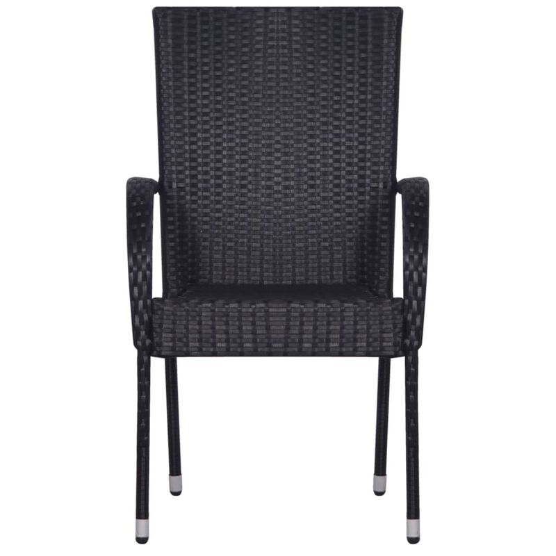 vidaXL Stackable Outdoor Chairs 6 pcs Poly Rattan Black