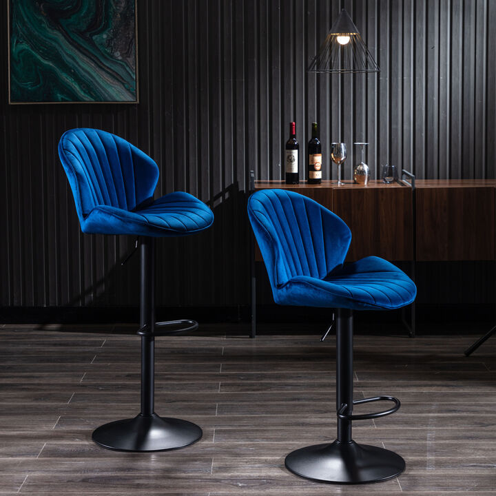 Bar Stools Set Of 2 - Adjustable Barstools With Back And Footrest, Counter Height Bar Chairs
