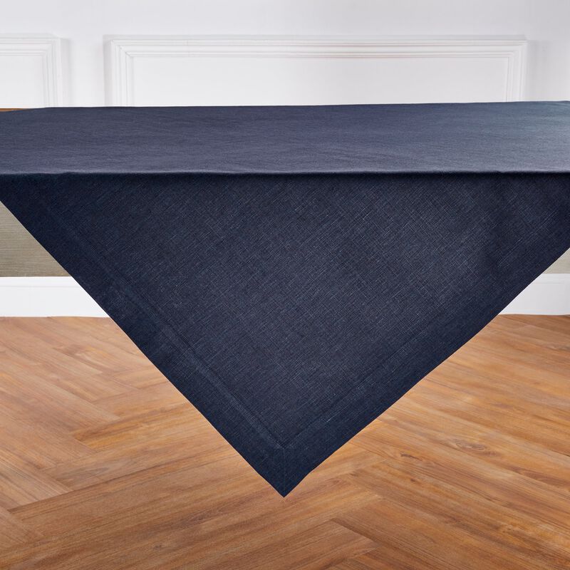 Solino Home 100% Pure Linen Table Throw 52 x 52 Inch | Athena