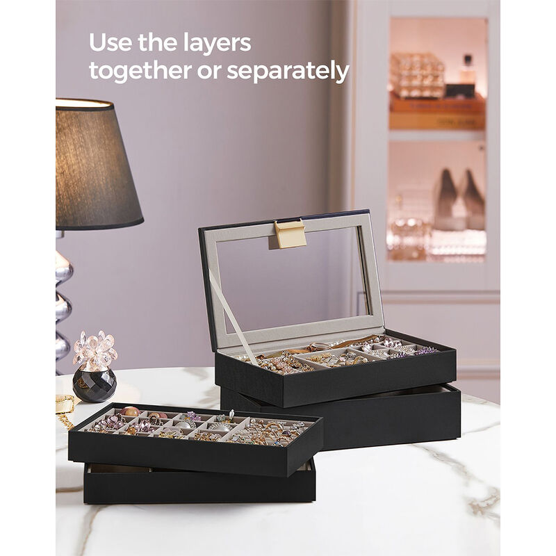 4-Tier Stackable Jewelry Trays for Organized Accessory Storage