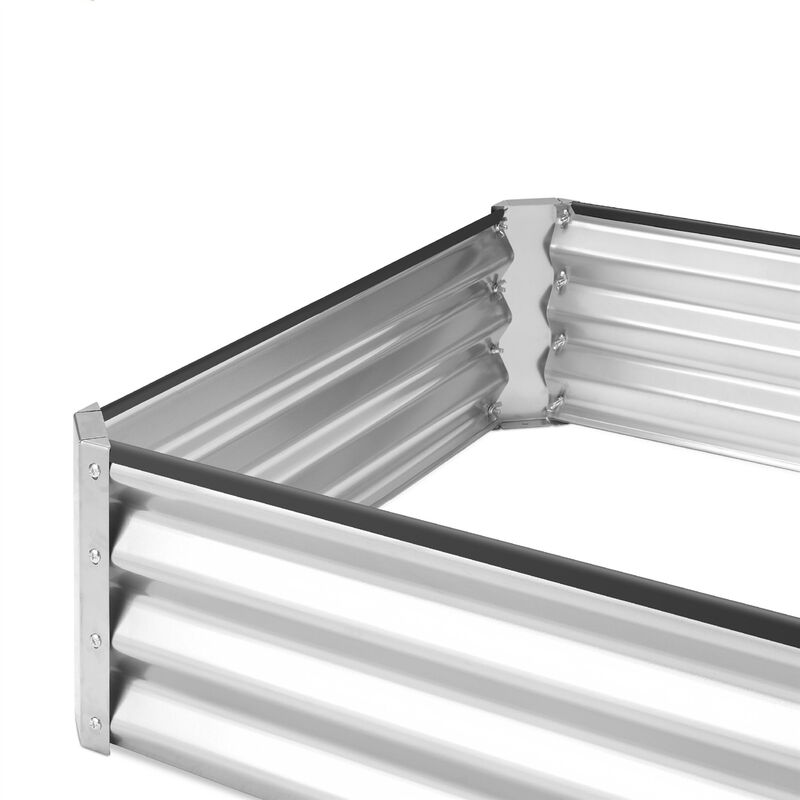 QuikFurn Silver 6 ft x 3 ft Steel Rust Resistant Open Bottom Raised Garden Planter Bed
