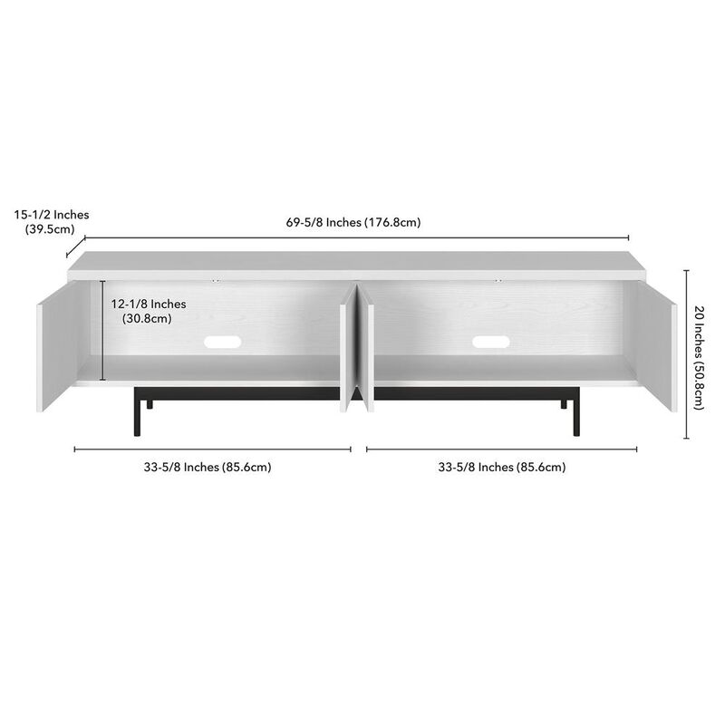 Hudson&Canal Whitman Rectangular TV Stand for TV's up to 75 in White