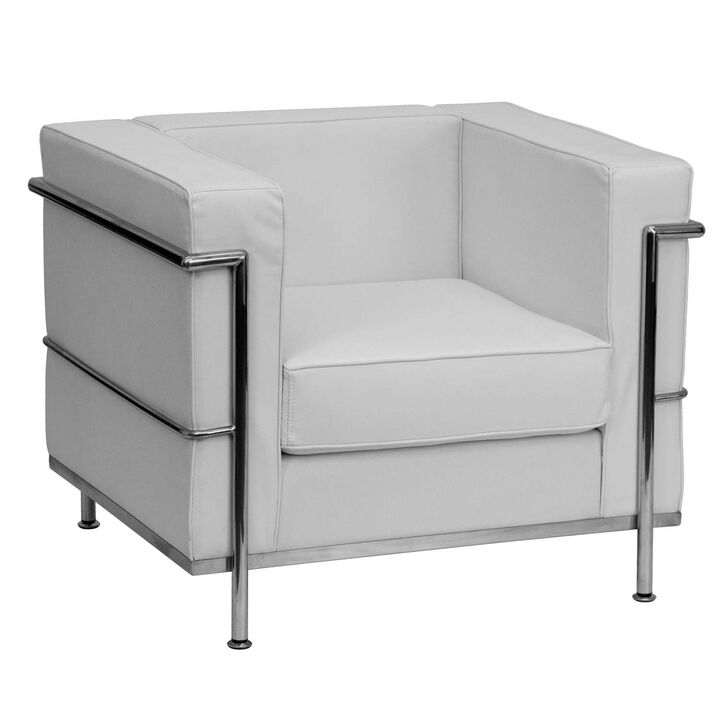 Flash Furniture ZB-REGAL-810-1-CHAIR-WH-GG Hercules Regal Series Contemporary White Leather Chair with Encasing Frame