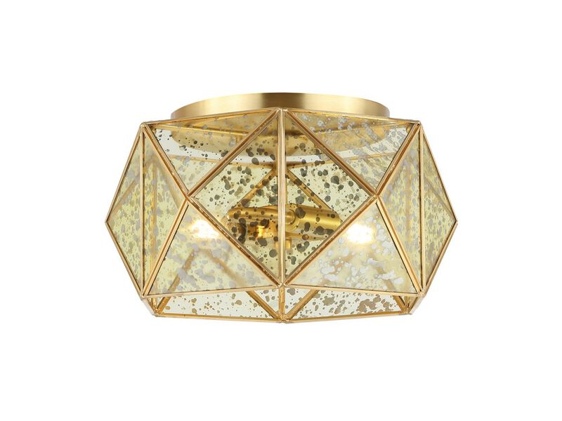 Violet 2-Light Industrial Vintage Iron/Glass LED Flush Mount