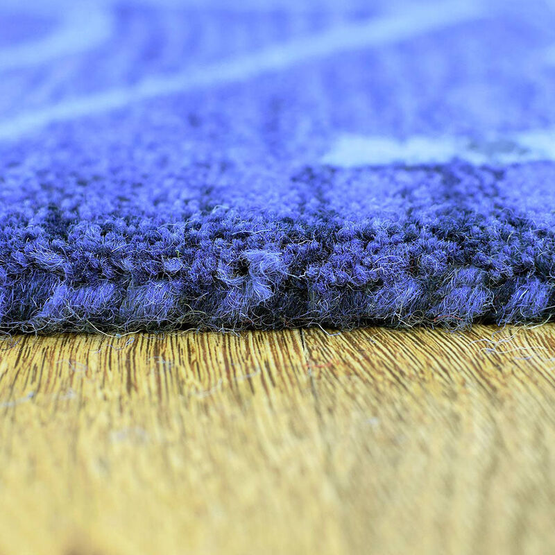RUGSOTIC CARPETS HAND TUFTED WOOL ECO-FRIENDLY AREA RUGS  - 5'x8', Rectangle Shape, Blue, Contemporary Modern Design, High Pile Thick Handmade Area Rugs for Living Room, Bed Room (K00917)