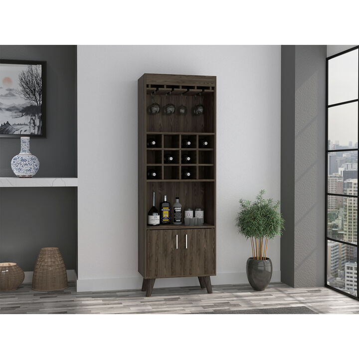 Kisco 1-Drawer 2-Shelf Bar Cabinet Dark Walnut