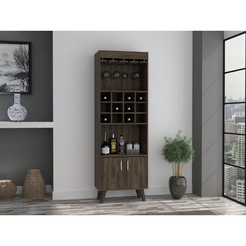 Kisco 1-Drawer 2-Shelf Bar Cabinet Dark Walnut