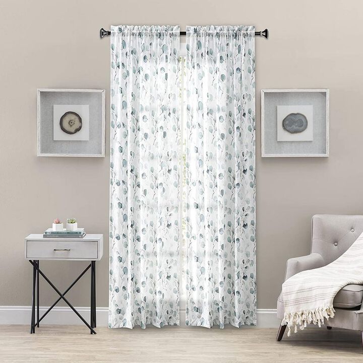 Ellis Curtain Eucalyptus Crushed Taffeta Rod Pocket Tailored Panel - 48x84", Spa