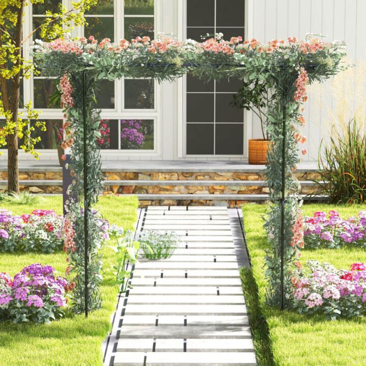Hivvago 81 Inch Garden Arbor Metal Archway for Climbing Plants-Black